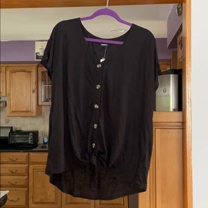 Black front tie top